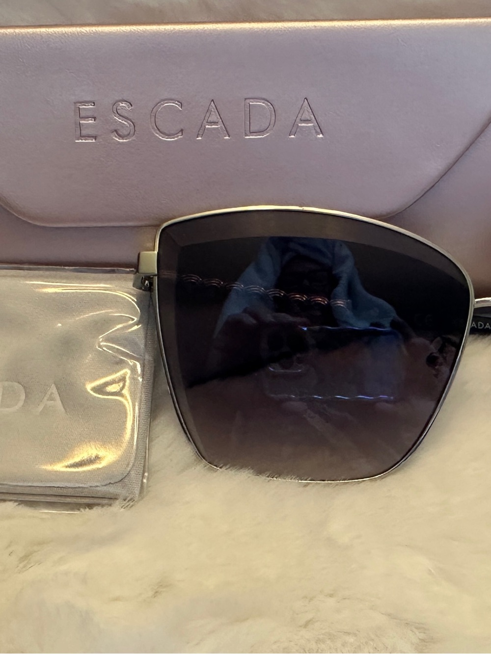 Escada Women's Silver Frame Sunglasses with Black Gradient Lenses